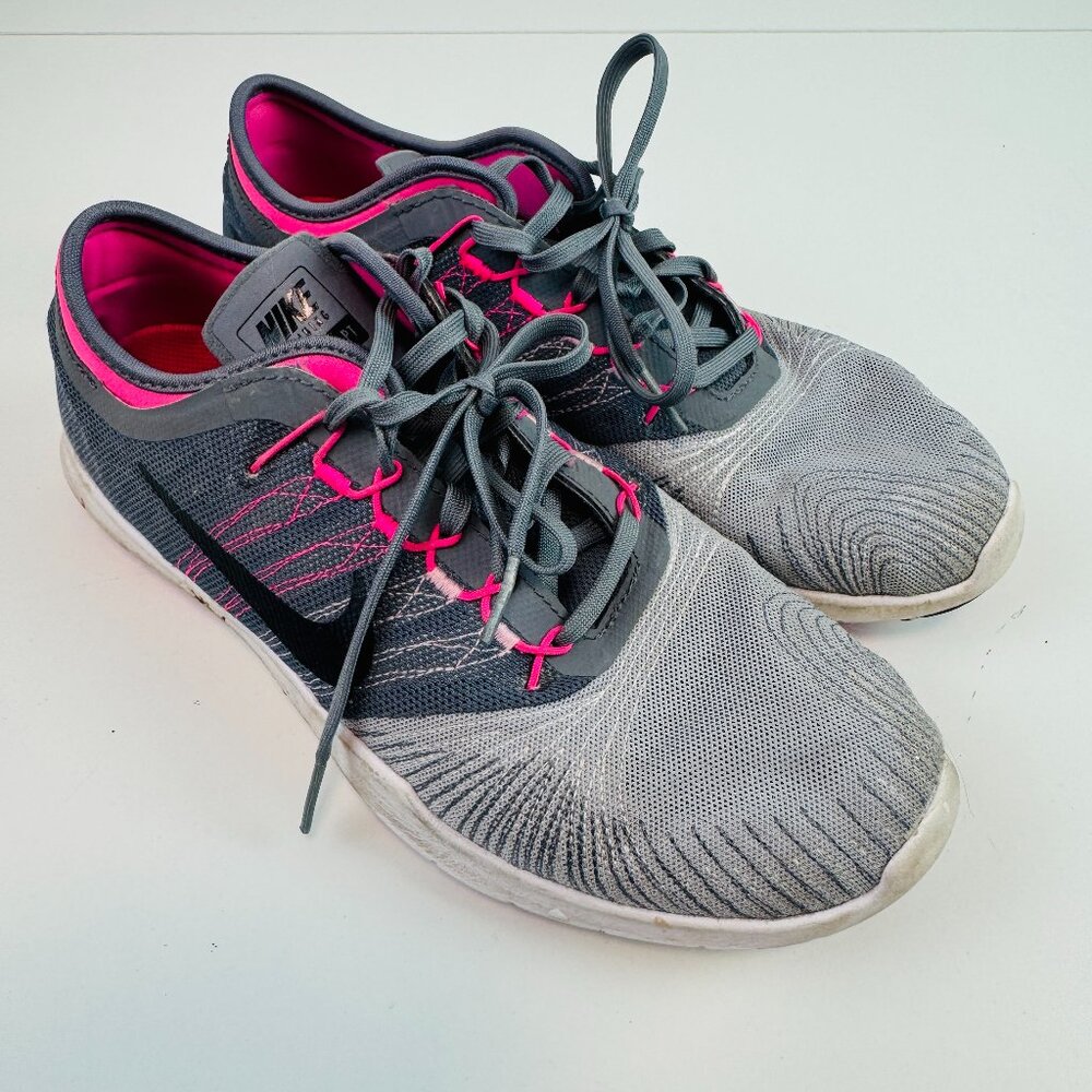 Nike Flex Adapt Running Shoes Womens 9 gray pink sneakers